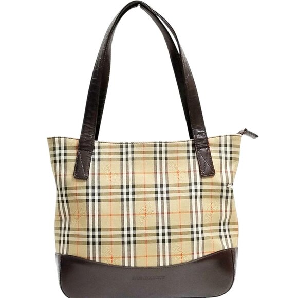 (L3) Authentic Burberry Tote Bag Beige Canvas Luxury Vintage Designer Handbag - Picture 1 of 10